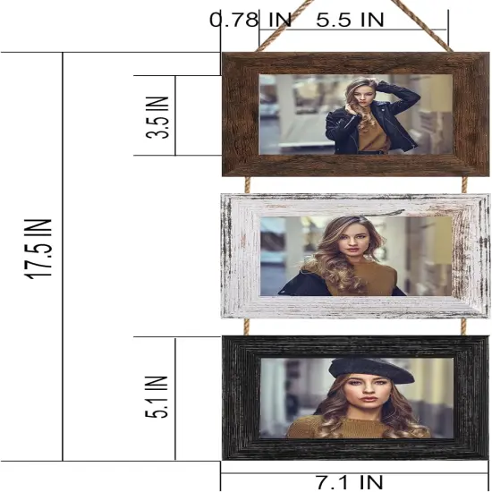 4x6 Wall Hanging Picture Frames Collage with 3 Opening Multi Color Frames {2}