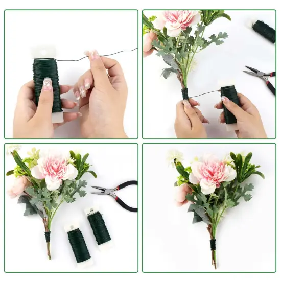 2 Pack Floral Wire 22 Gauge Floral Flexible Paddle Wire 38 Yards Green Flower Wire for Crafts Floral Flower Arrangements for Garland Wreaths Wire for Christmas Tree DIY Wreath Florist Wire (Green) {5}