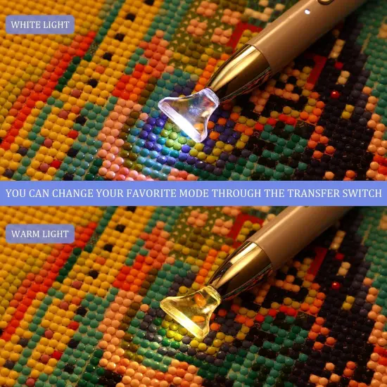 27 Pcs Diamond Painting Rhinestone Art Accessories & Tools, Included Lighted USB Rechargeable LED Painting Pen, 20 Glue Clay, 5 Rhinestone Pen Tips and Storage Case for DIY Painting Craft(Purple) {3}