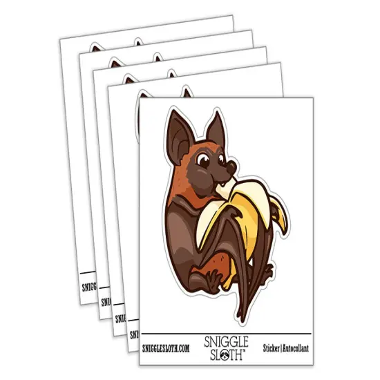 Water Bottle Sticker Set Fruit Bat Eating Banana Cute Waterproof Vinyl Stickers Pack Decal, Skateboard, Laptop, Car, Window, Bumper - 5 Pack {2}