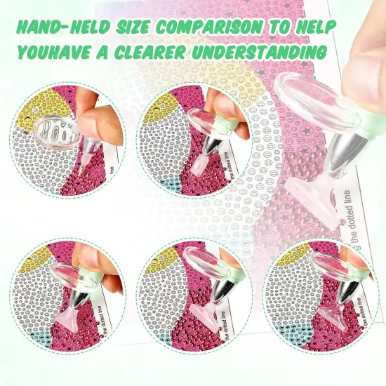 2 Pieces Diamond Painting Pen with Light Drill Diamond Painting Accessories 12 Pen Heads, 2 Anti-Slip Mats, 2 Wax Organizer Cases for DIY Craft Supplies Tools(Blue, Green) {3}