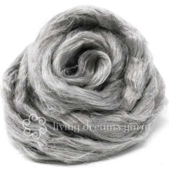 Hemp - Beautifully Dyed Vivid Colors, Combed Top Roving for Spinning, Blending, Felting, Weaving. Silver {1}