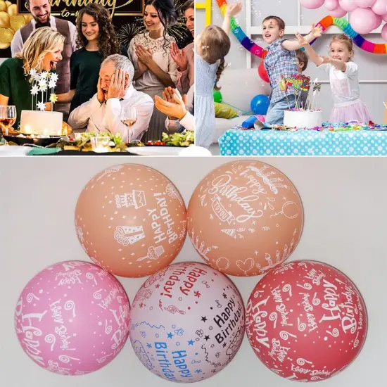52 Pcs Pink Birthday Balloons with Birthday Party Pattern {3}