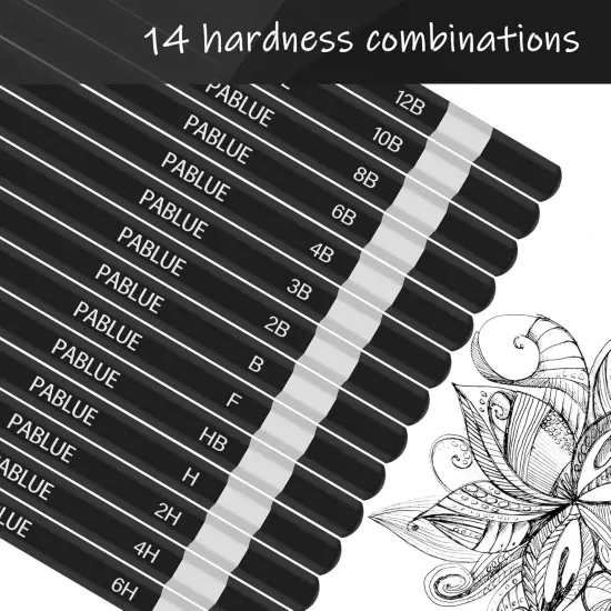 Professional Triangular Drawing Sketching Pencil Set,6H,4H,2H,H,HB,F,B,2B,3B,4B,6B,8B,10B,12B Graphite Shading Pencils for Beginners,ProArtists,Drawing,Drafting,Sketching,Shading(14 Pcs) {3}