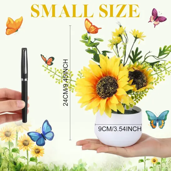 Pieces Artificial Summer Sunflower Potted PlantsCenterpieces for Tables {3}