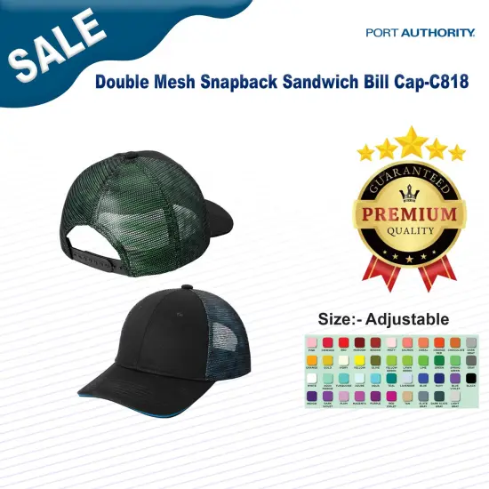 Port Authority&reg; Double Mesh Snapback Sandwich Bill Cap Black/ Red {3}