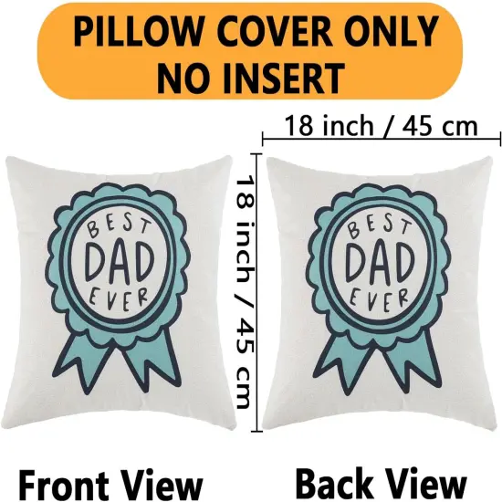 Father Gift Best DAD Ever Throw Pillow Cover with Medal Pattern 18 x 18 Inch, Birthday for Dad {2}