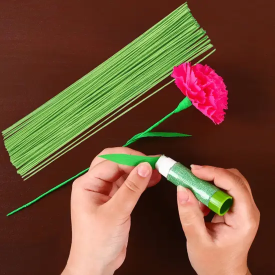 300 PCS 16 Inch Floral Wire Stems,14 Gauge Floral Wire for Wiring Fresh Flowers, Creating Floral Crowns, DIY Crafts, Artificial Flower, Green {3}