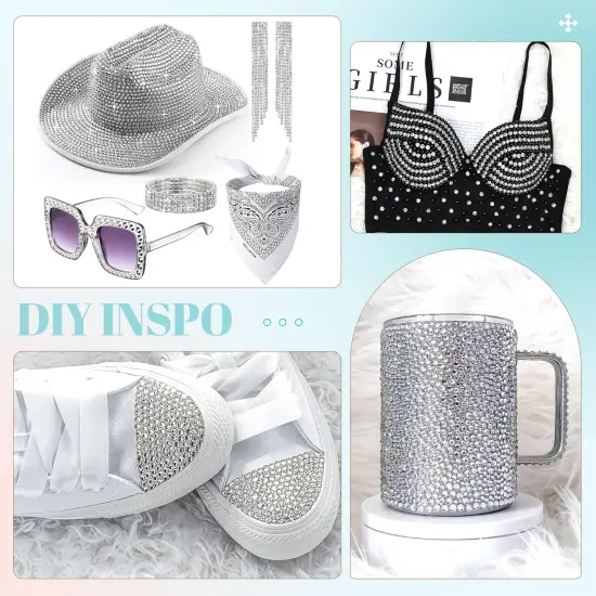 12100Pcs Silver Clear Rhinestones for Crafting with B7000 Jewelry Glue, 2 Boxes Resin Flatback Crystals Diamonds for Bedazzling Crafts DIY Clothing Shoes，Gems for Nail Art Makeup {4}