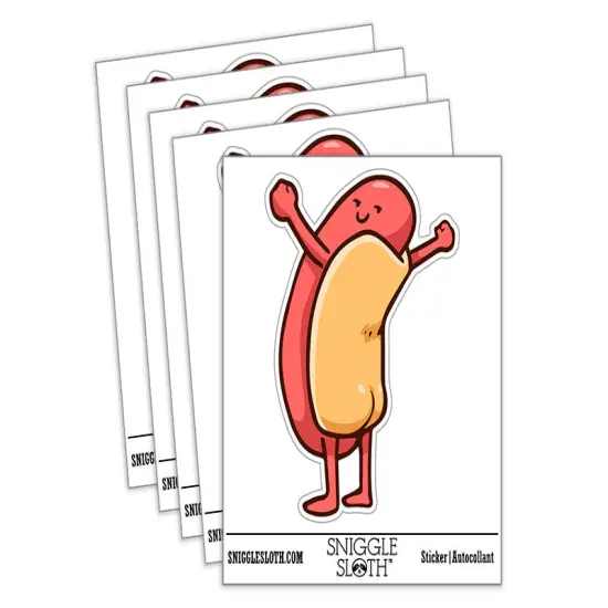 Water Bottle Sticker Set Hot Dog Buns Butt Food Funny Cute Waterproof Vinyl Stickers Pack Decal, Skateboard, Laptop, Car, Window, Bumper - 5 Pack {2}