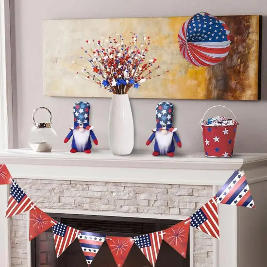 Set of 6 17inch Red, White & Blue Artificial Flower Independence Day Table Centerpiece {4}