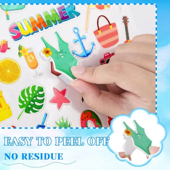 Summer Foam Stickers,300 Pcs Bulk Self-Adhesive Hawaiian Beach Stickers for Arts Crafts Beach Theme Summer Birthday Party Favors Decoration Home DIY Supplies {3}