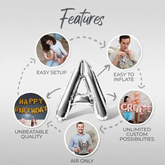 Letter Balloons - BIG BRO 16" Inch Alphabet Letters Foil Mylar Balloon Baby Shower or Birth Announcement Photo Shoot Balloon Banner (Silver) {3}