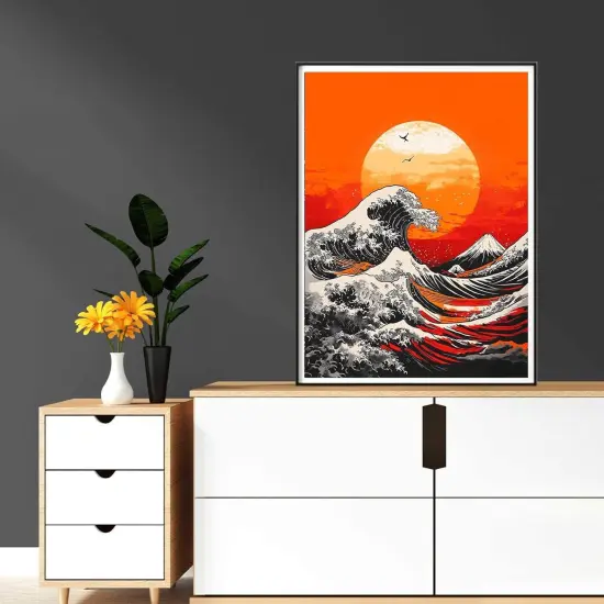 DIY Diamond Art Kits for Adults Sunset Waves, Full Drill Round Rhinestone Diamond Painting Kits for Adults, Cross Stitch Embroidery Canvas {3}