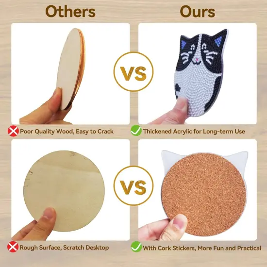 Diamond Painting Coasters Kits, 6 Pcs Cat Diamond Art Coasters with Holder, Crafts Kits for DIY Coasters, Diamond Art Kits for Adults {3}