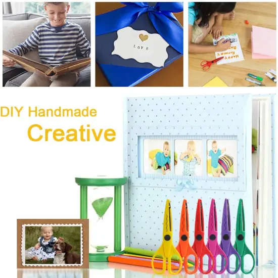 Craft Scissors Decorative Edge, 6 Pack Extended Crafting Scissors, Pattern Scissors with Different Designs on Blades, Fun Scissors for Kids, Teachers, Crafts, Scrapbooking, DIY Photos, Album {3}