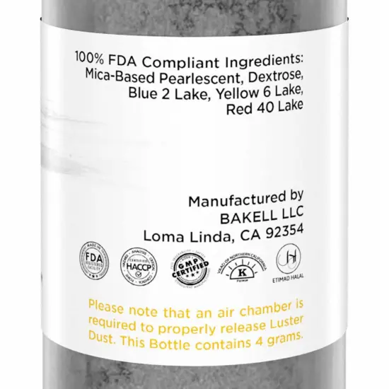 Bakell - Moonstone Black Luster Dust (4g, 1x Pump) Edible Vegan Dust & Paint for Baking, Desserts and Beverages {5}