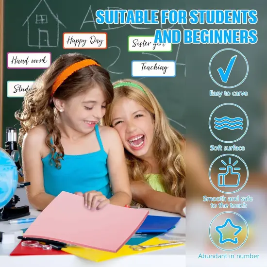 Pink Rubber Art Soft Linoleum Carving Block, Rubber Crafts Linocut Block for Printmaking,DIY Crafting Stamp Carving Block {2}