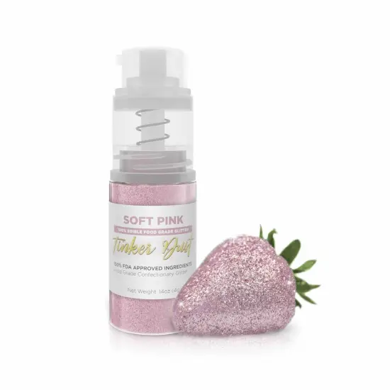 Bakell - Soft Pink Tinker Dust Edible Glitter (4g, 1x Spray Pump) for Food, Desserts, and Beverages! {1}