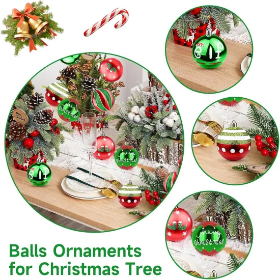 30ct Christmas Balls Ornaments- 2.36&rsquo;&rsquo; Shatterproof Balls Ornaments for Xmas Tree Decorations, Hanging Balls Red and Green Christmas Ball Ornaments Set for Holiday Party Decoration (3) {3}