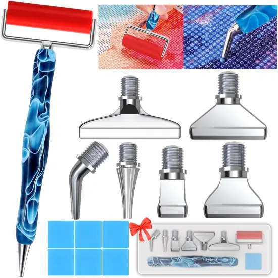 14PCS Diamond Painting Pen Accessories Tools Set, Exquisite Stainless Steel Metal Pen Tips,Ergonomic Diamond Art Pen and 6 Painting Glue Clay,Comfort Grip and Faster Drilling {1}