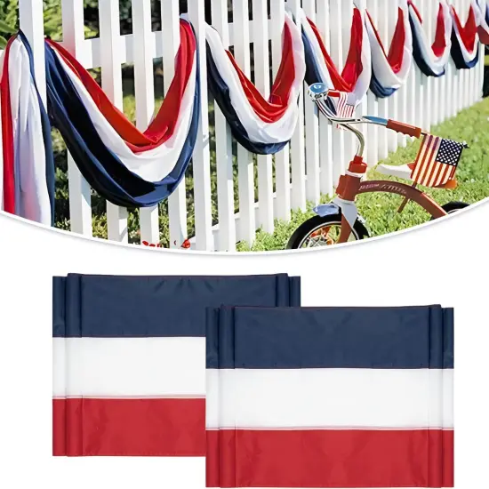 2Pack Patriotic Bunting US Flag Decorations 4th of July Decor 2x20 Ft Large Red, White & Blue Banner Veterans Day Memorial Days Celebration {1}