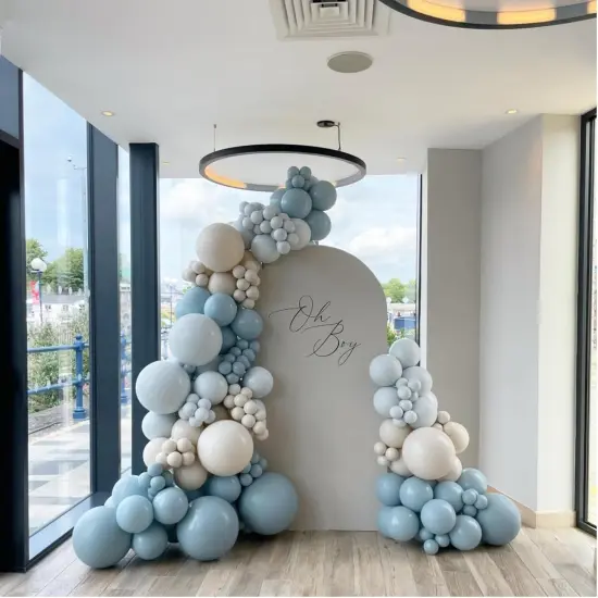 Dusty Blue Balloon Garland Kit&ndash;Double-Stuffed Dusty Blue, Pastel Blue, Sand White Balloons for Baby Showers, Weddings, and Birthday Party Decorations {3}