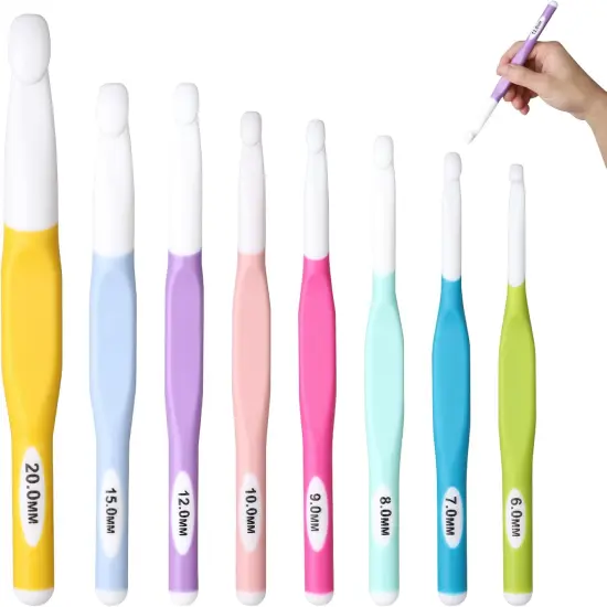 8 Sizes Big Crochet Hooks Ergonomic Set {1}