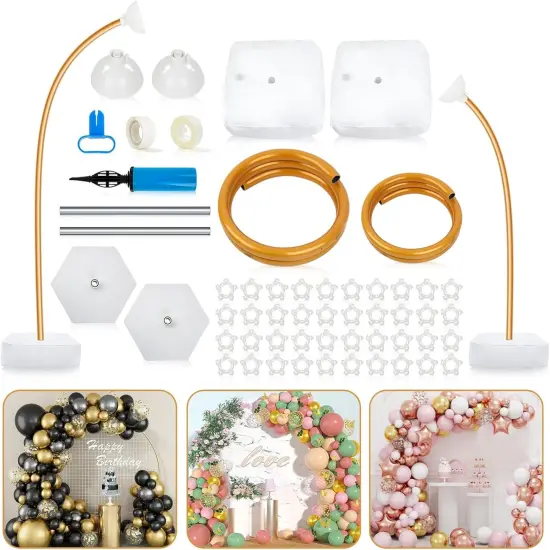 Balloon Arch Kit, Adjustable Balloon Arch Stand: Balloon Arch Frame Garden Arbors with Base - for Wedding Baby Shower Birthday Party Supplies Decorations (Gold) {1}