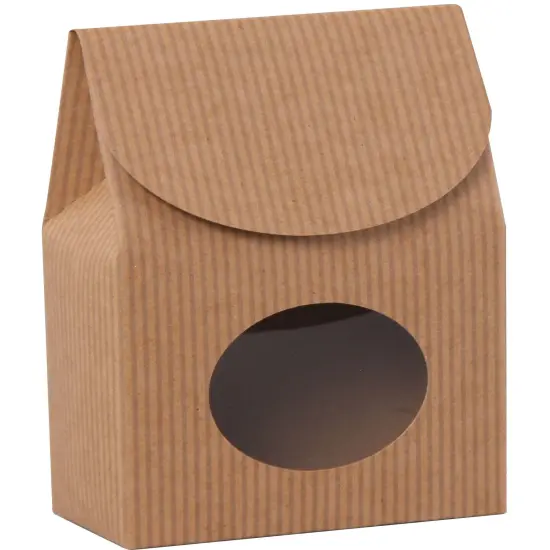 Pack/6: Kraft Stripes Gourmet Candy Box - 4 x 2-5/8 x 8-1/2" {1}