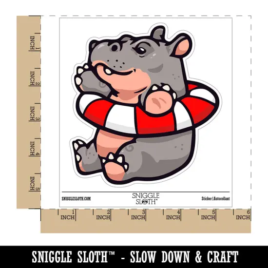 Water Bottle Sticker Set Baby Hippo in Lifesaver Life Preserver Cute Waterproof Vinyl Stickers Pack Decal, Skateboard, Laptop, Car, Window, Bumper - 5 Pack {1}
