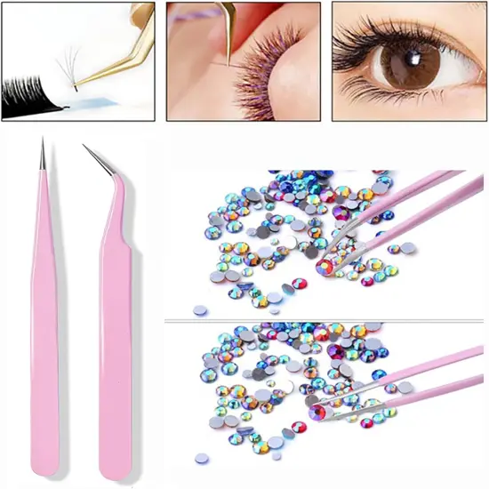 Precision Tweezers Set, Diamond Painting Tools, Anti-Static Stainless Steel Curved & Point Tip Tweezers, for Nail Art, Electronics, Laboratory Work, Jewelry-Making, Craft, Soldering, DIY {2}