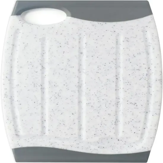 Small Non Slip Cutting Board, 7.48" Mini plastic Cutting Board for Small Kitchen Task, Unique Design with Multiple Juice Grooves! BPA Free, Dishwasher Safe, Easy Grip Handle (White) {1}