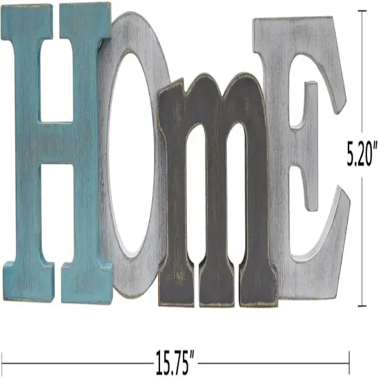 Wooden Decorative Hanging Word Signs Table Top Cutout Block Letters Standing Letter Sign Wall Decor for Living Room Home Decor Shelf Mantel (Aqua) {2}