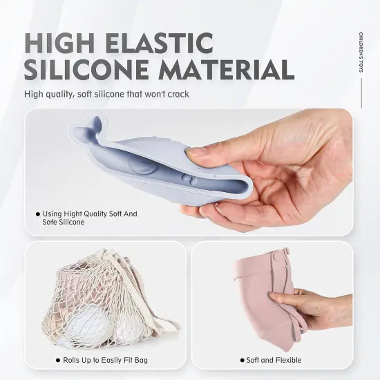 11Pcs Summer Silicone Beach Toys,Modern Baby Beach Toys,Travel Friendly Beach Set,Silicone Bucket, Shovel, 8 Sand Molds, Beach Bag,Silicone Sand Toys for Toddlers, Kids (Pink) {5}