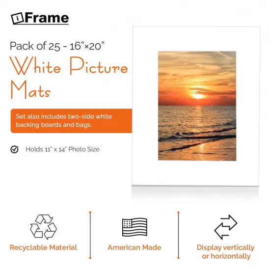 iFrame Pre-Cut White Mats with light Cream Bevel-Cut + Backing Boards + Transparent Clear Plastic Bags {2}