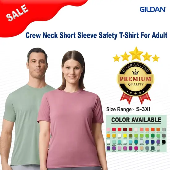 GILDAN&reg; Crewneck Short Sleeve Safety T-Shirt For Adult White {2}