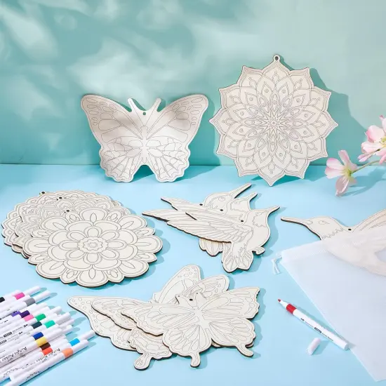 37 Pcs 7.8 Inch Wooden Mandala Painting Kit {3}