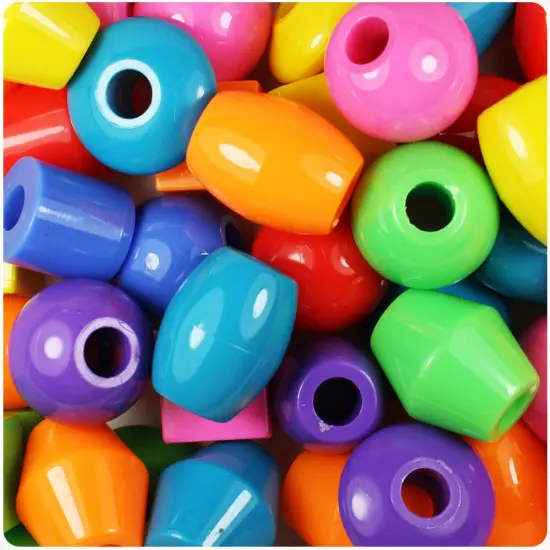 BeadTin Circus Opaque Mix 25mm Jumbo Shape Plastic Pony Beads (8oz) {1}