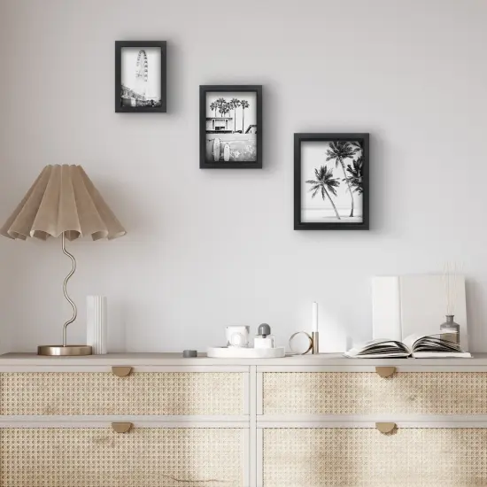 Americanflat Set of 3 Picture Frames - Includes 4x6, 5x7, 6x8 Frames - Black Picture Frames with Deep, High-Quality Molding and Shatter-Resistant Glass for Tabletop or Wall Display {6}