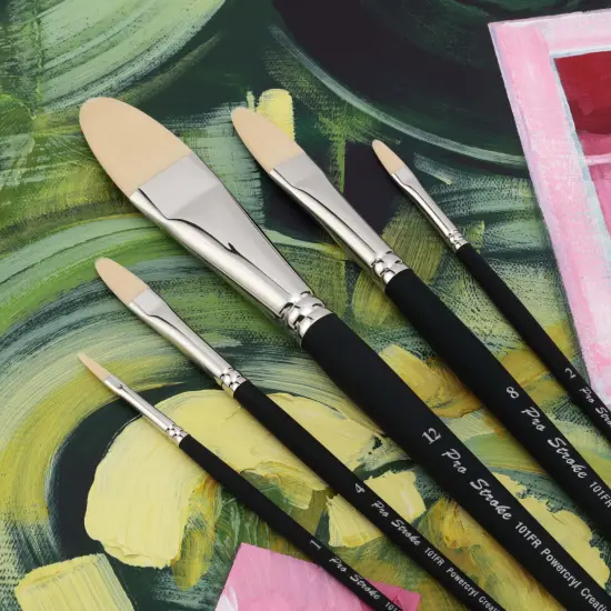 Creative Mark Pro-Stroke Powercryl Acrylic Paint Brushes - Filberts Value Set of 5, Synthetic Paint Brushes for Artists, Seamless Nickel-Plated Ferrules, Matte Black Wooden Handle, Soft-Touch Grip {3}