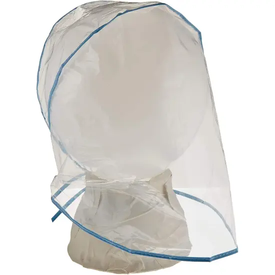 Juvale 12-Pack Clear Waterproof Rain Bonnet Hat with Visor, Transparent with Blue Trim {2}