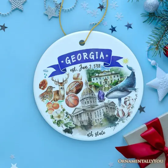 Artistic Georgia State Themes and Landmarks Christmas Ornament {2}