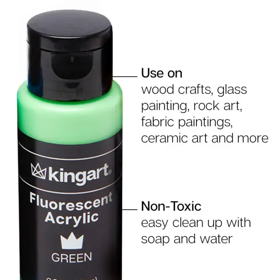 KINGART&reg; Acrylic Paint Set, 60ml, 6 Neon Colors {2}