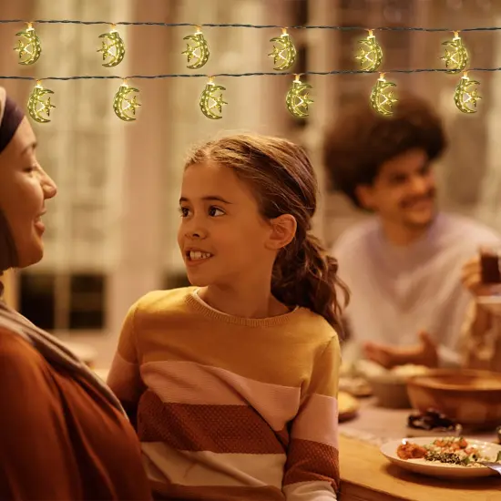 Vigdur Ramadan String Lights - 20 LEDs Eid Mubark Moon Star Fairy Lights Battery Operated with Timer, Ramanda Decoration Lights for Eid Al Adha Ramadan Home Decor, 10FT {2}