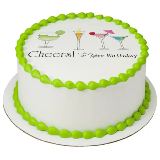 Cheers to your Birthday PhotoCake&reg; Edible Cake Topper Icing Image for 6 inch Round cake or larger {1}
