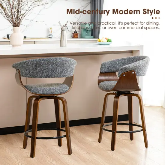 Set of 2/4 Modern Counter & Bar Height Wooden Swivel Bar Stools {3}