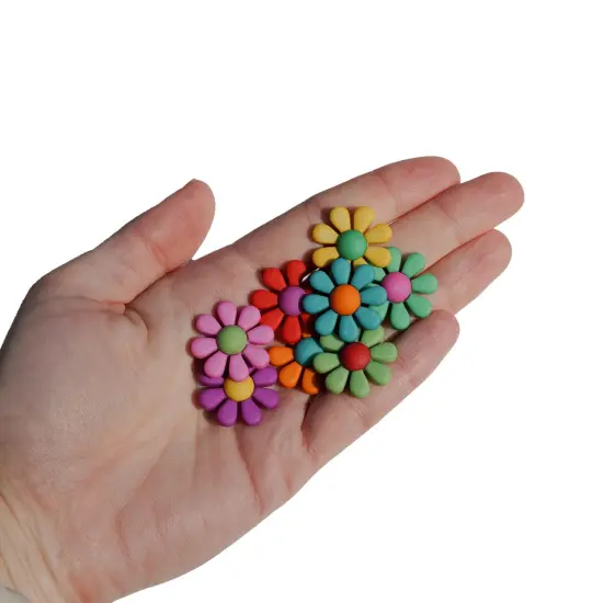 Assorted Flower Power Buttons &ndash; 50+ Piece Set for Sewing, Scrapbooking & DIY Crafts &ndash; Colorful Floral Designs {6}