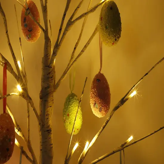 Easter Decorations kemooie 24 Inch Pre-lit White Birch Tree with 10 Hanging Easter Egg Ornaments, 24 Led Lights Battery Operated Easter Table Centerpiece for Party Birthday Home Spring Decoration {5}