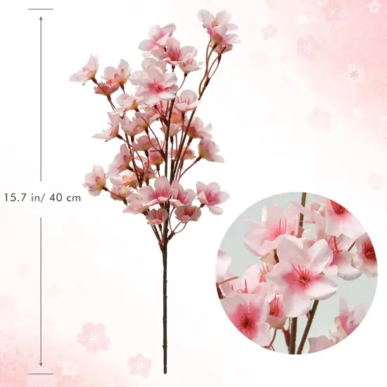 6PCS Artificial Cherry Blossom Flowers, Pink Faux Peach Blossom Branches Stems Silk Fake Flowers 15.7&rsquo;&rsquo; for Home Kitchen Wedding Party DIY Garden Decorations {3}